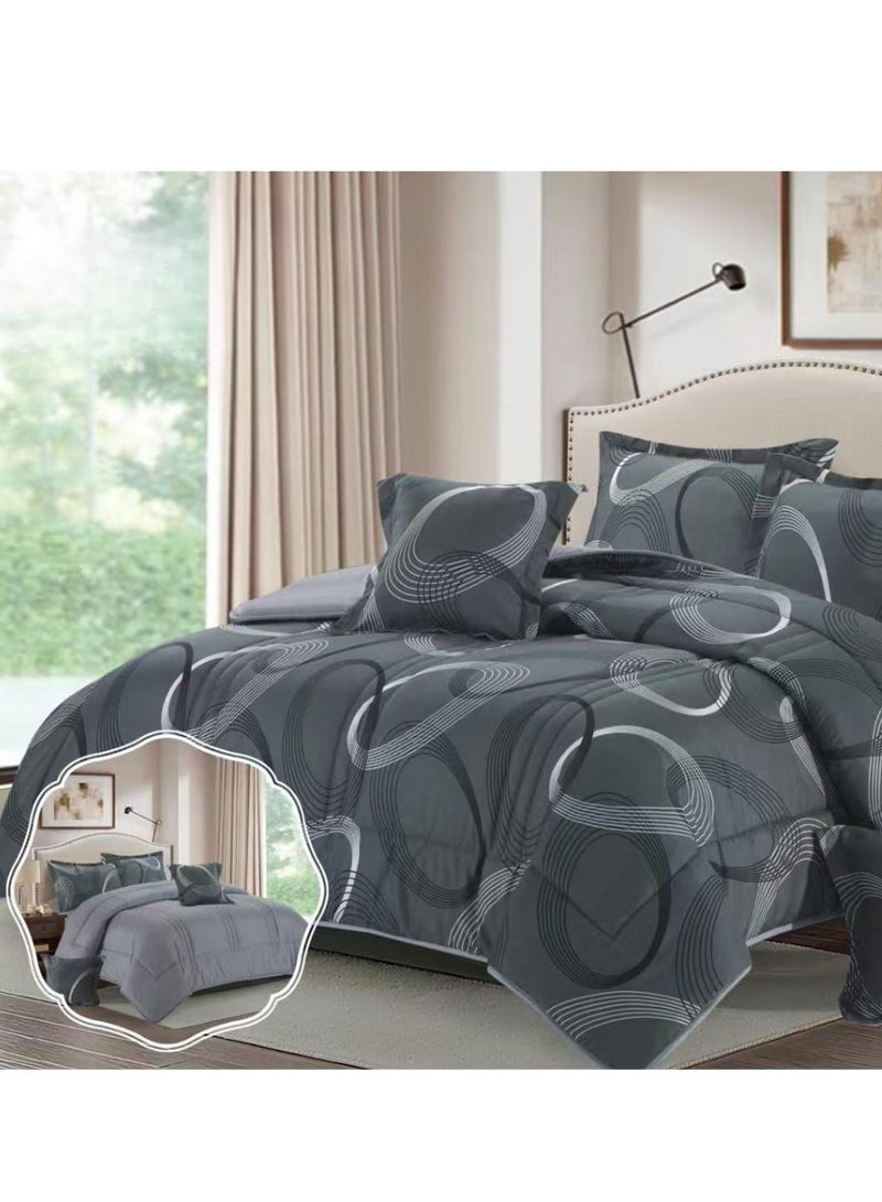 بلو سكاي طقم لحاف نفرين نظام وجهين مفرش مكون من ٦ قطع , لحاف بحشوة ٦ قطع , مايكروفايبر100% لحاف مقاس 260 في 240 سم - Image 5